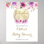 Affiche de bienvenue de Baby shower de fille rose  (Devant)