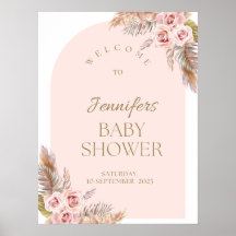 Affiche de bienvenue de Baby shower de fleurs Boho
