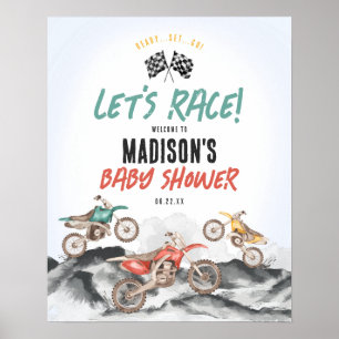 Affiche de bienvenue de Baby shower de moto-jupe p