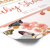 Affiche de bienvenue de Baby shower de papillon ro (Coin)
