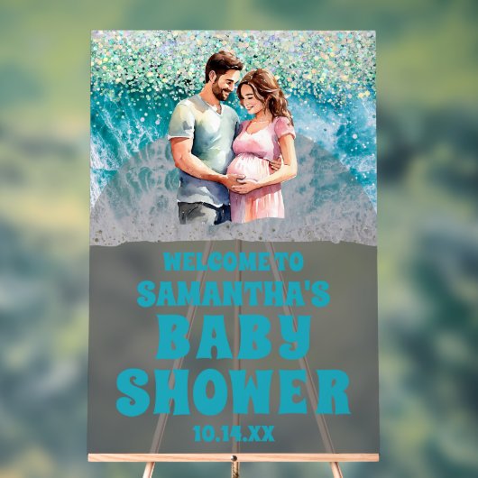 Affiche de bienvenue de Baby shower de plage acryl (Neutre)