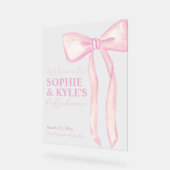Affiche de bienvenue de Baby shower de ruban rose (Angle)