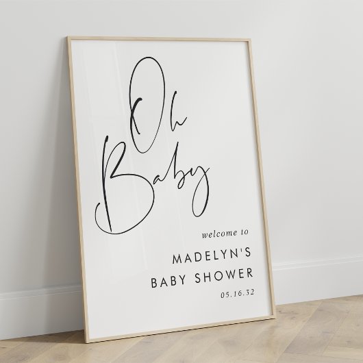 Affiche de bienvenue de Baby shower de script mini