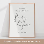 Affiche de bienvenue de Baby shower de script mini