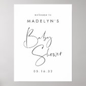 Affiche de bienvenue de Baby shower de script mini (Devant)