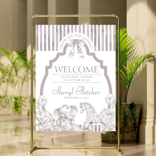 Affiche de bienvenue de Baby shower de table neutr