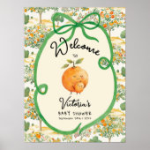 Affiche de bienvenue de Baby shower de Toile orang (Devant)