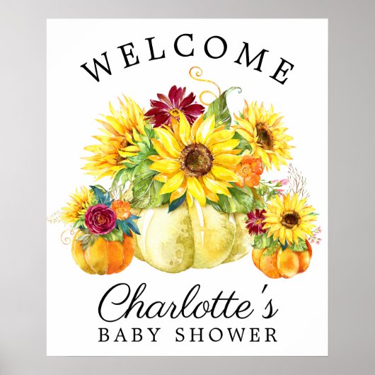 Affiche de bienvenue de Baby shower de tournesol C (Devant)