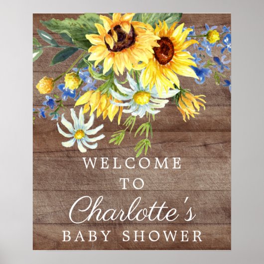 Affiche de bienvenue de Baby shower de tournesol j (Devant)
