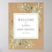 Affiche de bienvenue de Baby shower de verdure rus (Devant)