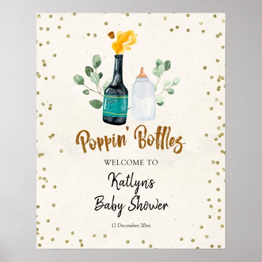 Affiche de bienvenue de Baby shower des Bouteilles (Devant)