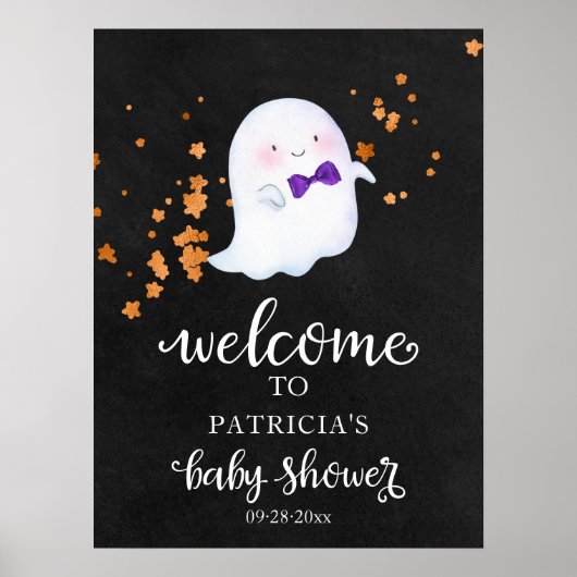 Affiche de bienvenue de Baby shower d'Halloween Gh (Devant)