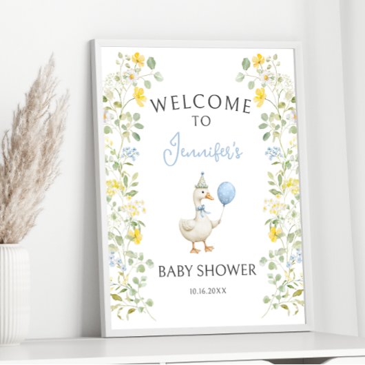 Affiche de bienvenue de Baby shower d'oie soie ble