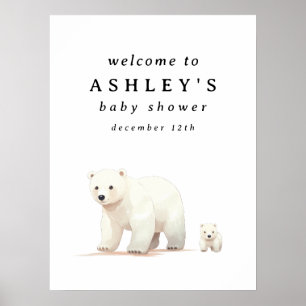 Affiche de bienvenue de Baby shower d'ours polaire