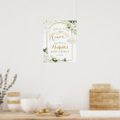 Affiche de bienvenue de Baby shower Floral Blanc H (Cuisine)