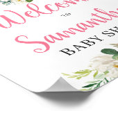 Affiche de bienvenue de Baby shower floral d'éléph (Coin)