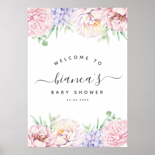 Affiche de bienvenue de Baby shower floral Pastel (Devant)