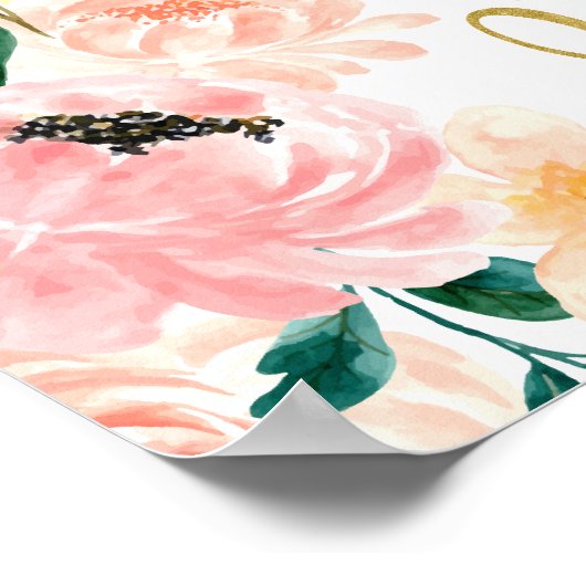 Affiche de bienvenue de Baby shower Floral Petit F (Coin)