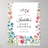 Affiche de bienvenue de Baby shower Floral Petit F (Devant)