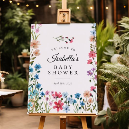 Affiche de bienvenue de Baby shower Floral Petit F