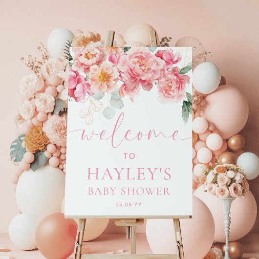 Affiche de bienvenue de Baby shower floral Piper P