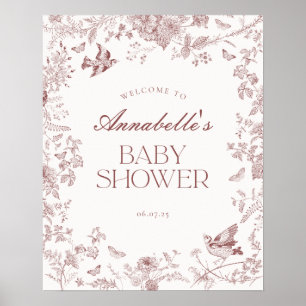 Affiche de bienvenue de Baby shower Floral Toile d