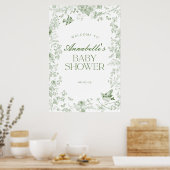 Affiche de bienvenue de Baby shower Floral Toile V (Cuisine)