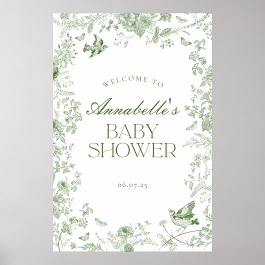 Affiche de bienvenue de Baby shower Floral Toile V (Devant)