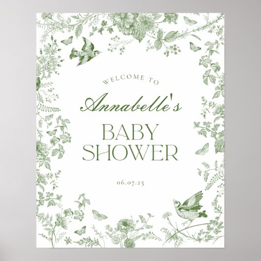 Affiche de bienvenue de Baby shower Floral Toile V (Devant)