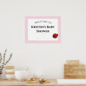 Affiche de bienvenue de Baby shower Ladybug rose (Cuisine)