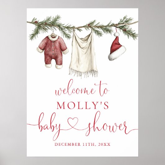 Affiche de bienvenue de Baby shower père Noël Baby (Devant)