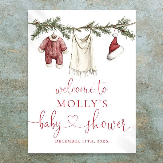 Affiche de bienvenue de Baby shower père Noël Baby