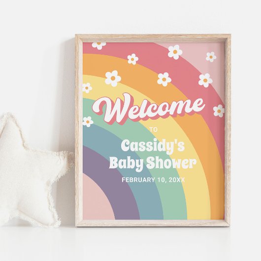 Affiche de bienvenue de Baby shower Retro les anné