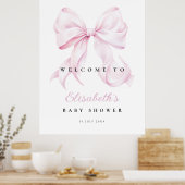 Affiche de bienvenue de Baby shower rose Bow (Cuisine)