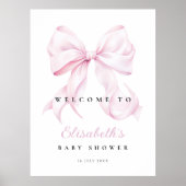 Affiche de bienvenue de Baby shower rose Bow (Devant)