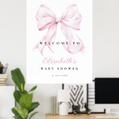 Affiche de bienvenue de Baby shower rose Bow (Bureau à domicile)