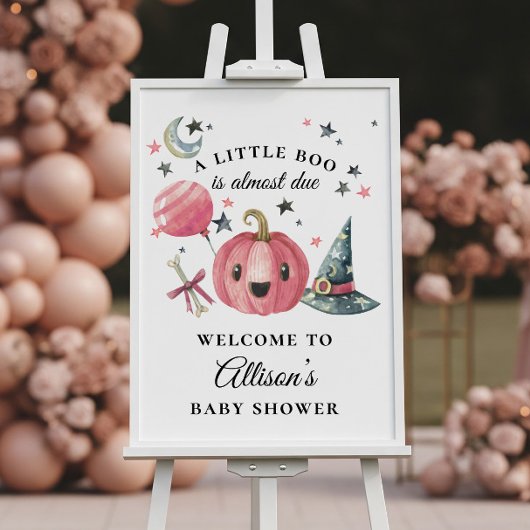 Affiche de bienvenue de Baby shower rose de Little