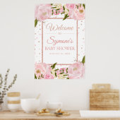 Affiche de bienvenue de Baby shower rose Gold et P (Cuisine)
