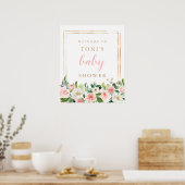 Affiche de bienvenue de Baby shower rose pâle (Cuisine)