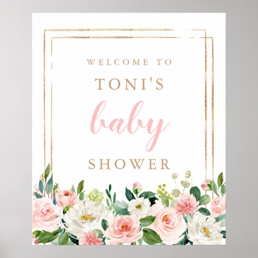 Affiche de bienvenue de Baby shower rose pâle (Devant)