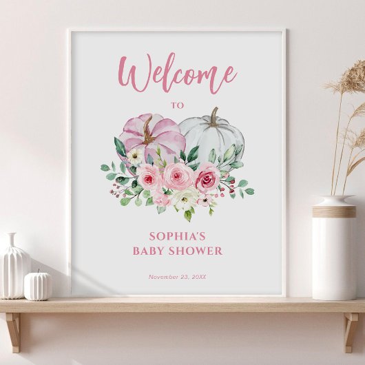 Affiche de bienvenue de Baby shower rose petit Cit