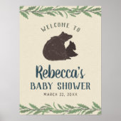 Affiche de bienvenue de Baby shower rustique Littl (Devant)
