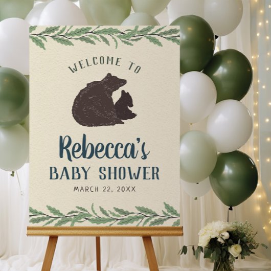 Affiche de bienvenue de Baby shower rustique Littl