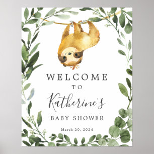 Affiche de bienvenue de Baby shower Sloth