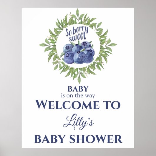 Affiche de bienvenue de Baby shower sucré aux baie (Devant)