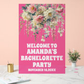 Affiche de bienvenue de bachelorette florale rose  (Mariage)