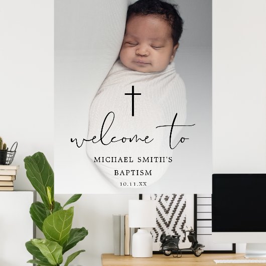 Affiche de bienvenue de Baptême de Script photo mo (Bureau à domicile)
