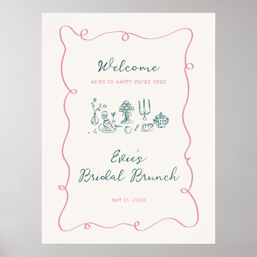 Affiche de bienvenue de brunch nuptiale (Devant)