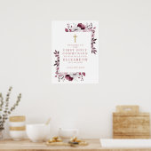 Affiche de bienvenue de communion botanique rose (Cuisine)