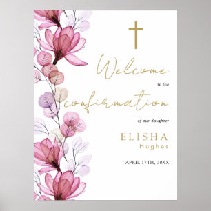 Affiche de bienvenue de confirmation florale Dusty